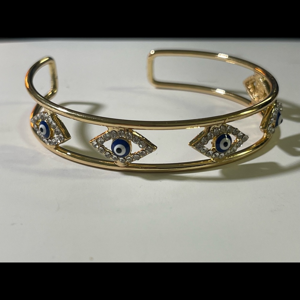 Turkish eye adjustable bracelet 14k gold plated